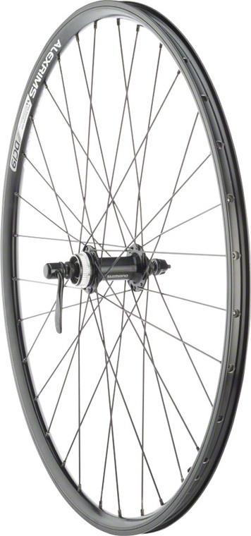 Quality Wheels Value Double Wall Series Rim+Disc Front Wheel - 26", QR x 100mm, Center-Lock /Rim Brake, Black, Clincher