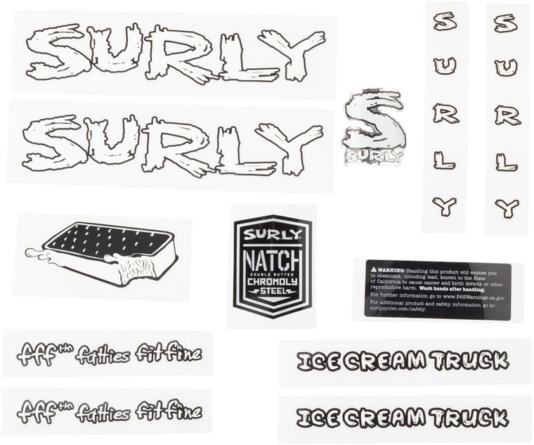 Surly Ice Cream Truck Frame Decal Set - White, with Ice Cream Sandwich