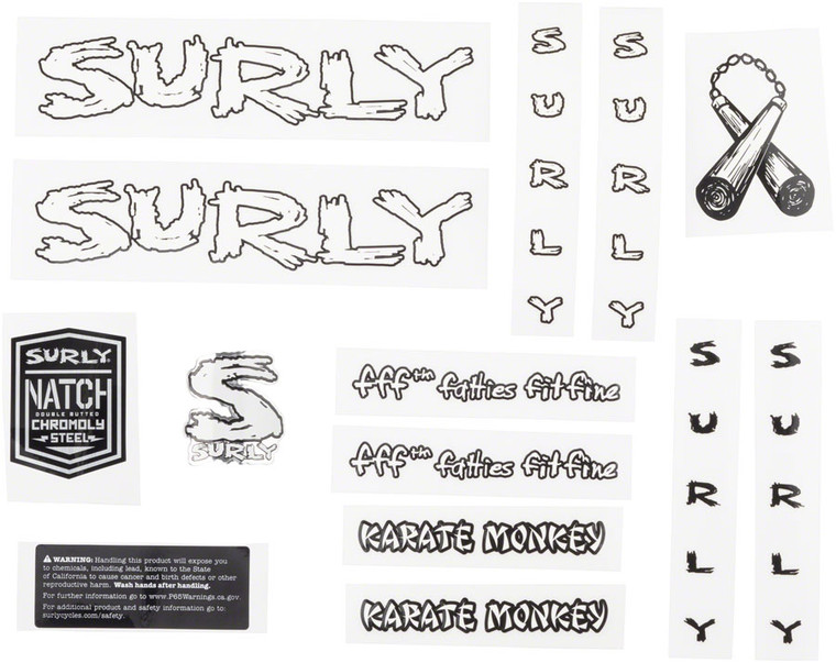 Surly Karate Monkey Frame Decal Set - White