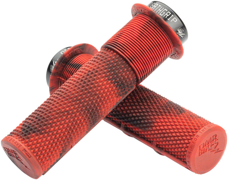 DMR Deathgrip Grips - Marble Red, Lock-On, Flange, Thick