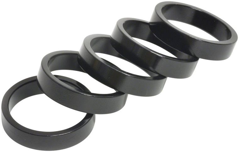 Wheels Manufacturing Aluminum Headset Spacer - 1-1/8", 7.5mm, Black, 5-pack