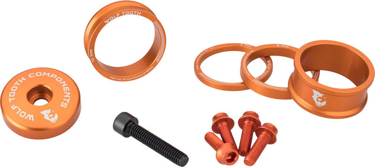 Wolf Tooth BlingKit: Headset Spacer Kit 3, 5,10, 15mm, Orange