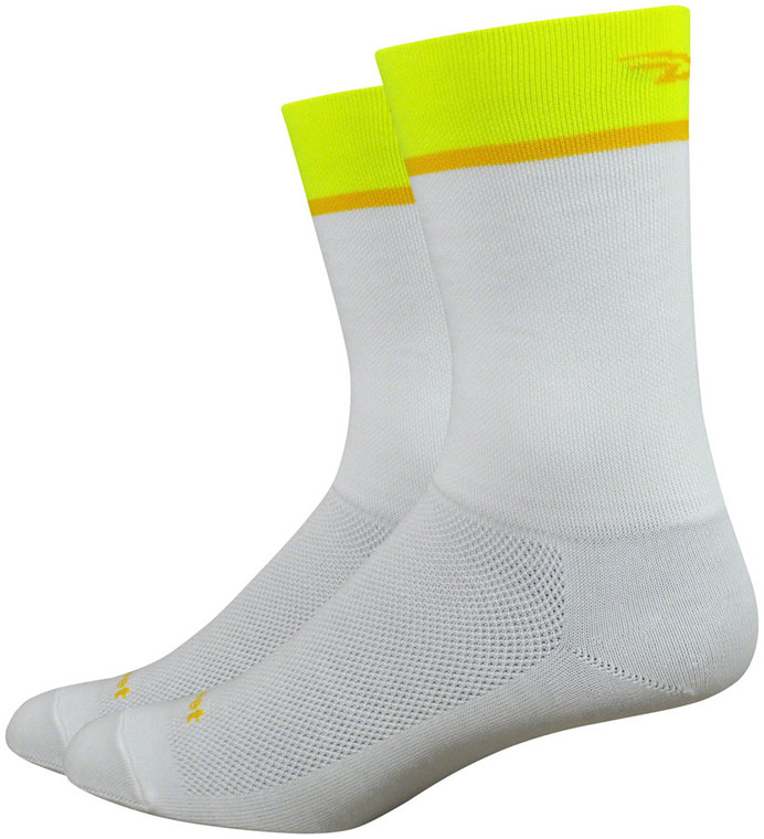 DeFeet Aireator Team Socks | 6 inch | White/Hi-Vis