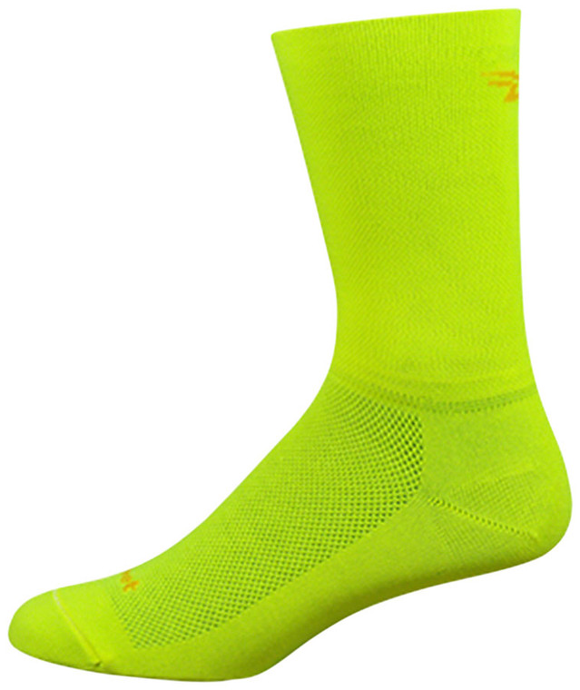 DeFeet Aireator D-Logo Double Cuff Socks | 6 inch | Hi-Vis Yellow