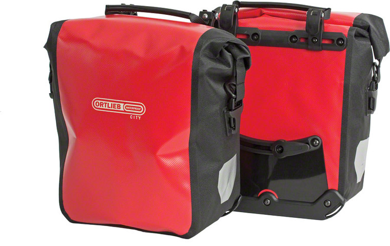 Ortlieb Front-Roller City Front Pannier: Pair Red/Black