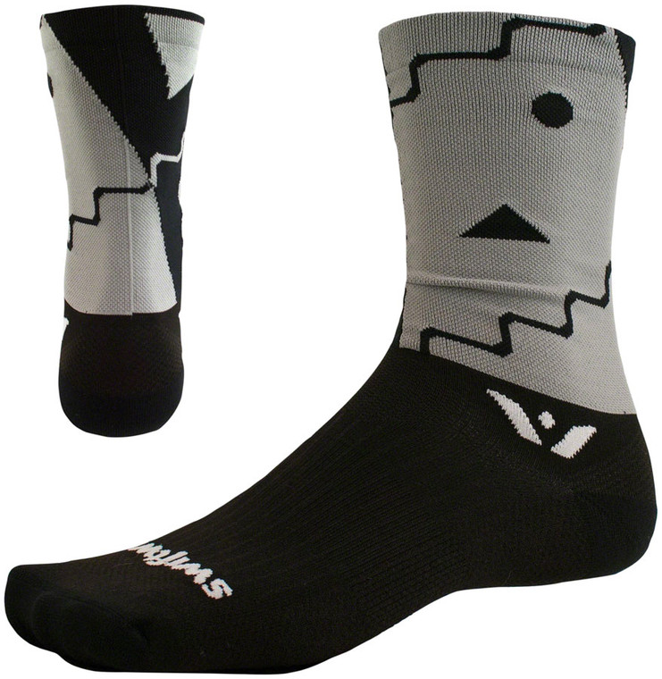 Swiftwick Vision Six Abstract Socks | 6 inch | Black