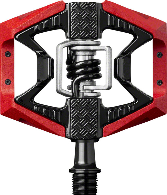 Crank Brothers Double Shot 3 Pedals - Single Side Clipless with Platform, Aluminum, 9/16", Red/Black