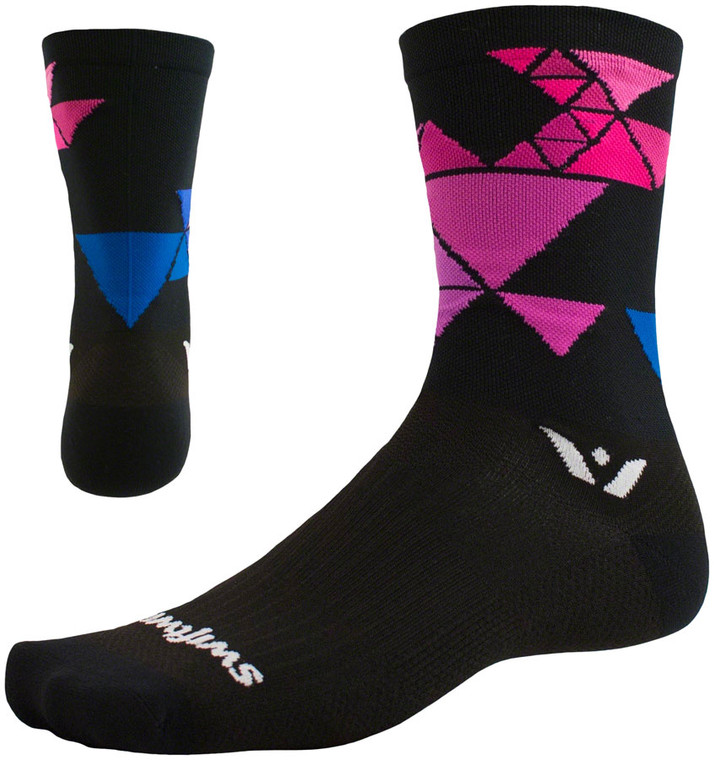 Swiftwick Vision Six Geometric Socks | 6 inch | Black