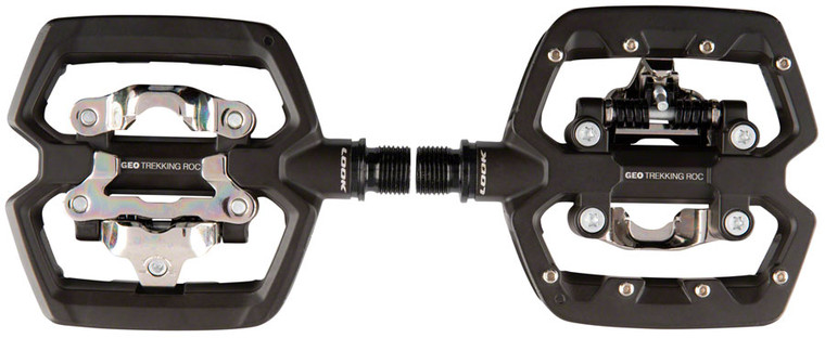 LOOK GEO TREKKING ROC Pedals - Single Side Clipless with Platform, Chromoly, 9/16", Black