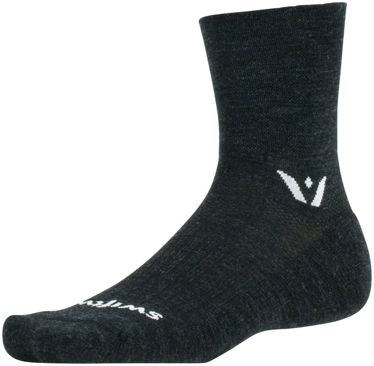 Swiftwick Pursuit Four Wool Socks | 4 inch | Coal