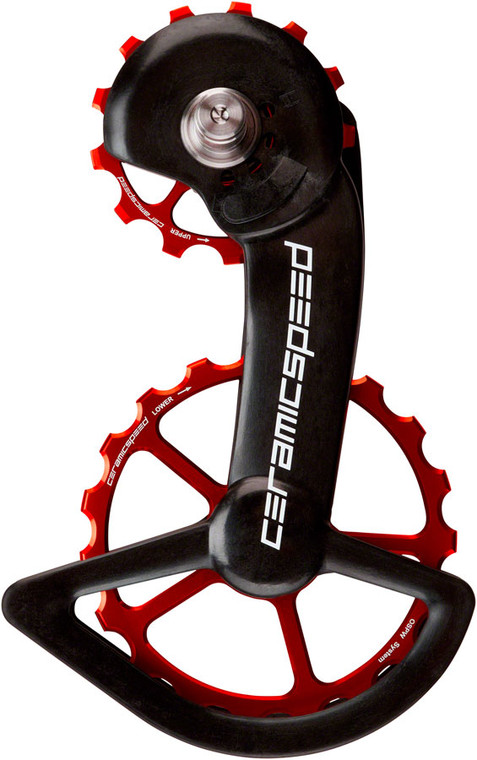 CeramicSpeed Shimano 9100/9150 Oversized Pulley Wheel System: Alloy Pulley, Carbon Cage, Red CeramicSpeed Shimano 9100/9150 Oversized Pulley Wheel System: Alloy Pulley, Carbon Cage, Red