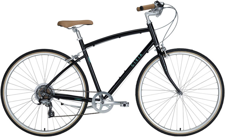 Civia Lowry 7-Speed Step-Over Bike | 26", Aluminum | Black Jelly Bean/Mint Green