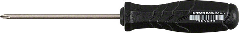 Hozan JIS Screwdriver, #1 size tip, 100mm, Black, Model D-550-100