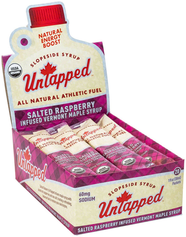 UnTapped Maple Syrup Salted Raspberry Infused Athletic Fuel Gel Packets - Box of 20