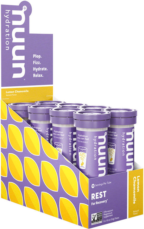 Nuun Rest Hydration Tablets: Lemon Chamomile, Box of 8 Tubes