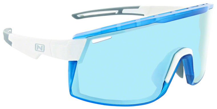 Optic Nerve Fixie Max Sunglasses - Shiny White, Crystal Blue Lens Rim, Brown Lens with Blue Mirror