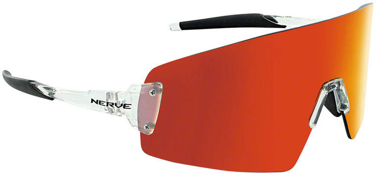 Optic Nerve FixieBLAST Sunglasses - Shiny Crystal Clear, Smoke Lens with Red Mirror