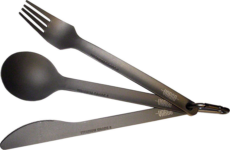 Vargo Titanium Spoon-Knife-Fork Set: Titanium