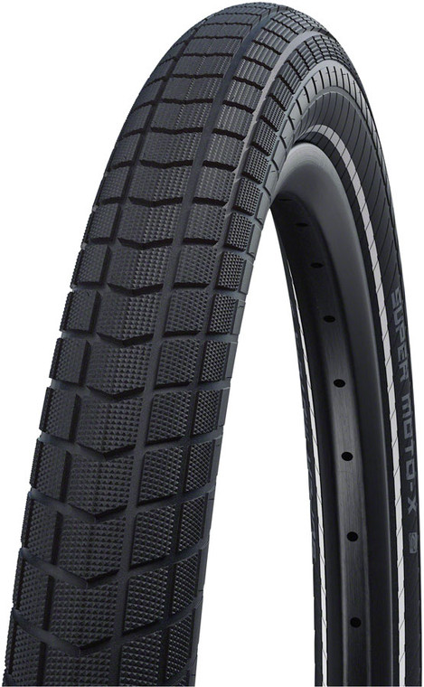 Schwalbe Super Moto-X Tire - 20 x 2.4", Clincher, Wire, Black, Performance Line, SnakeSkin, GreenGuard