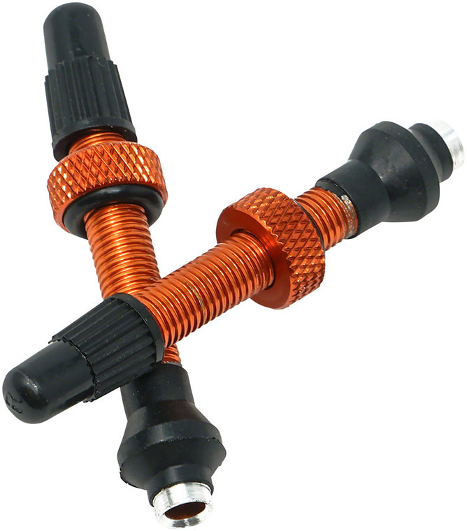 Industry Nine No-Clog Aluminum Tubeless Valve Stems, 39mm, Orange, Pair