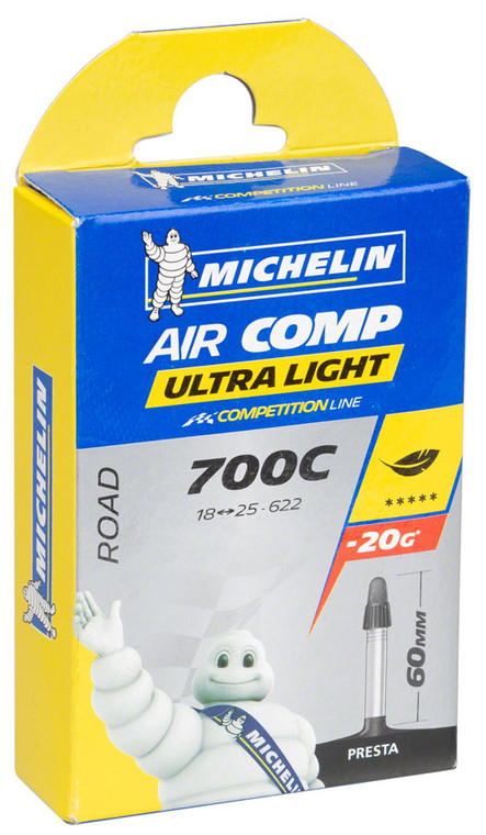 Michelin AirComp Ultra Light Tube, 700x18-23mm 60mm Presta Valve