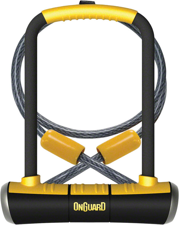 OnGuard PitBull Series U-Lock - 4.5 x 9", Keyed, Black/Yellow, Includes cable and bracket