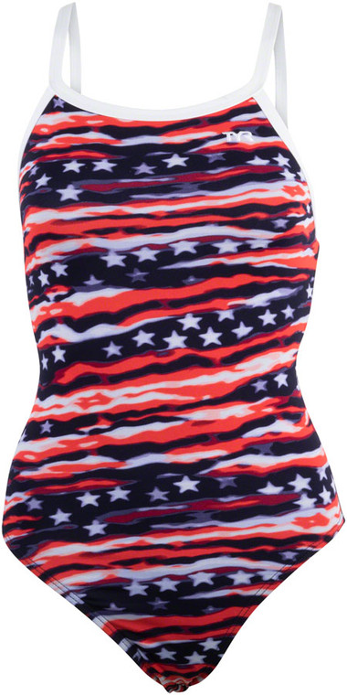 TYR Women's Performance All American Diamondfit Swimsuit | Red/White/Blue