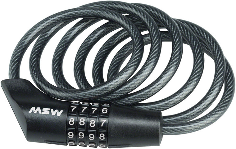 MSW CLK-108 Combination Cable Lock, 8mm x 5', Black