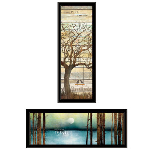 Set Of Two I met You or Living your Dreams 1 Black Framed Print Wall Art N270-406098