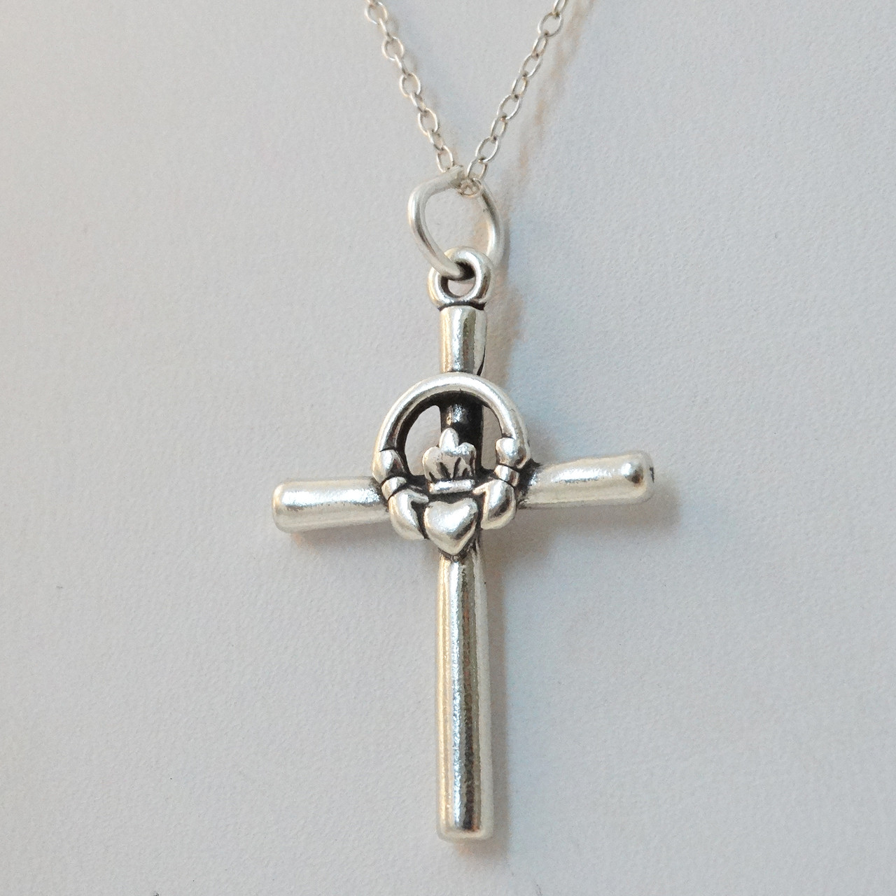 Claddagh Cross - 925 Sterling Silver - Textured Finish | REO Company