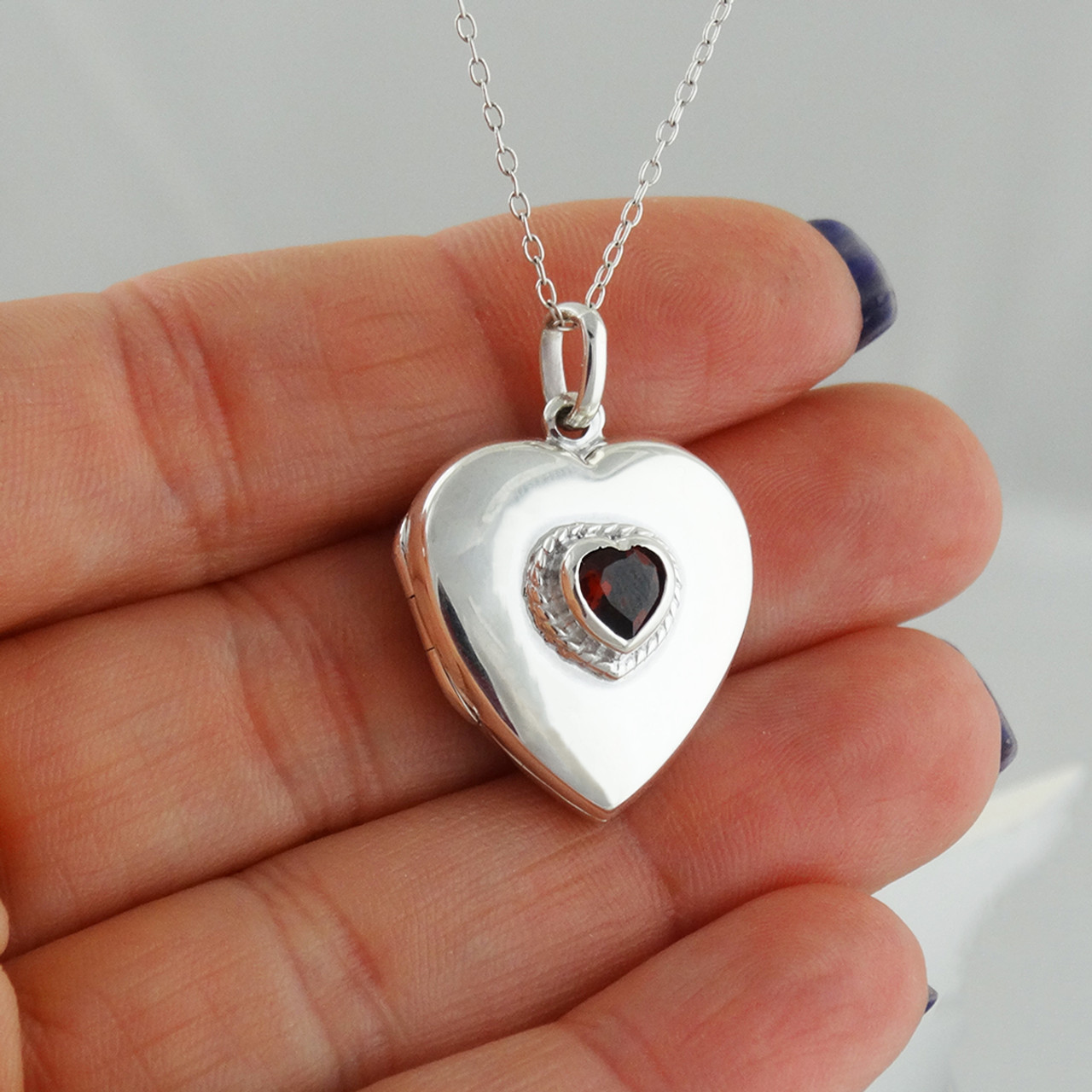 Heart Locket Necklace Sterling Silver