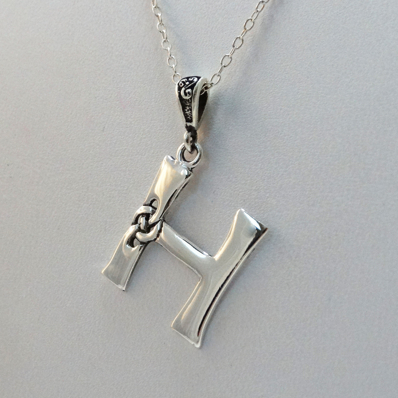 Letter H Block Alphabet Initial Heart Pendant Necklace Sterling Silver  Engraved - Walmart.com