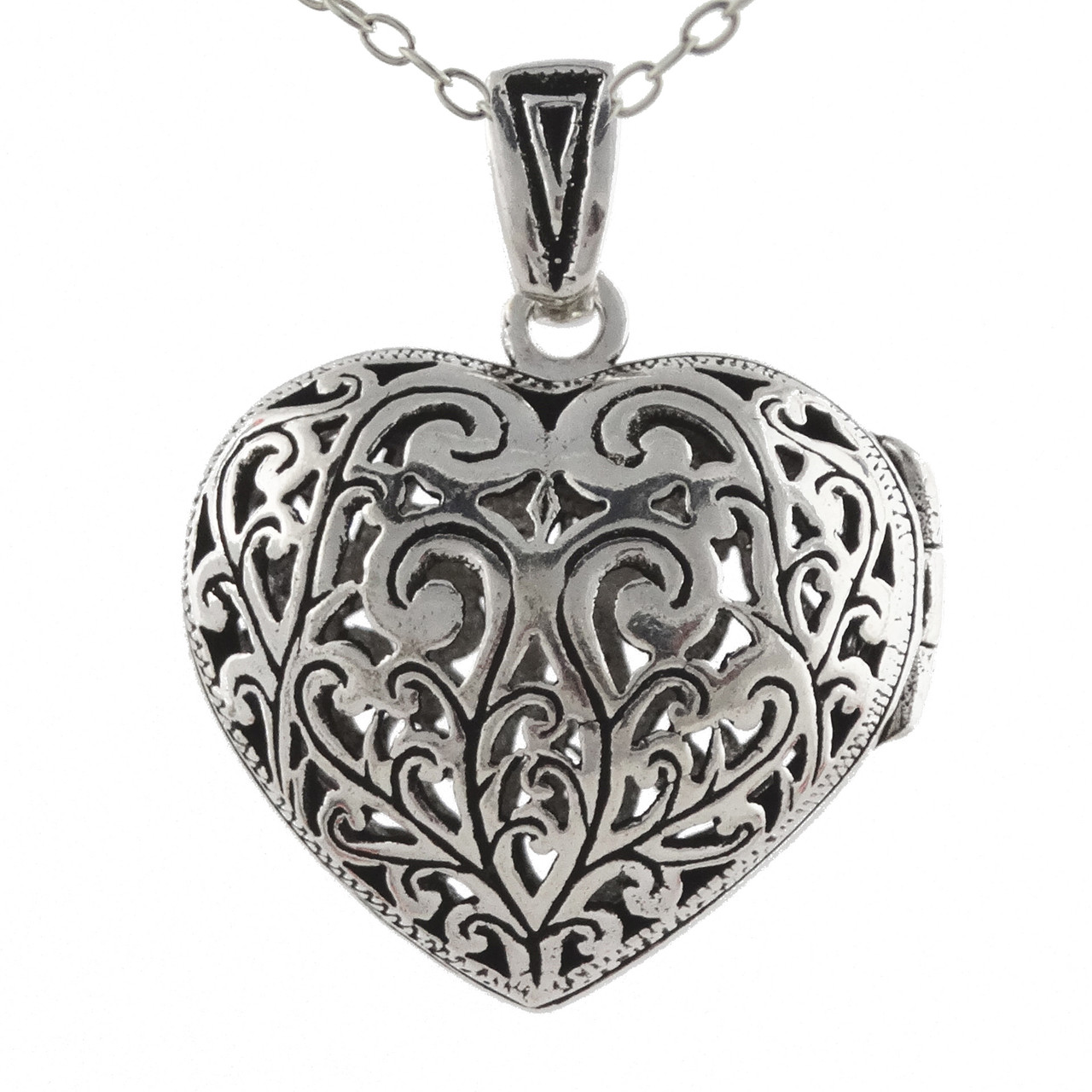 silver filigree heart locket