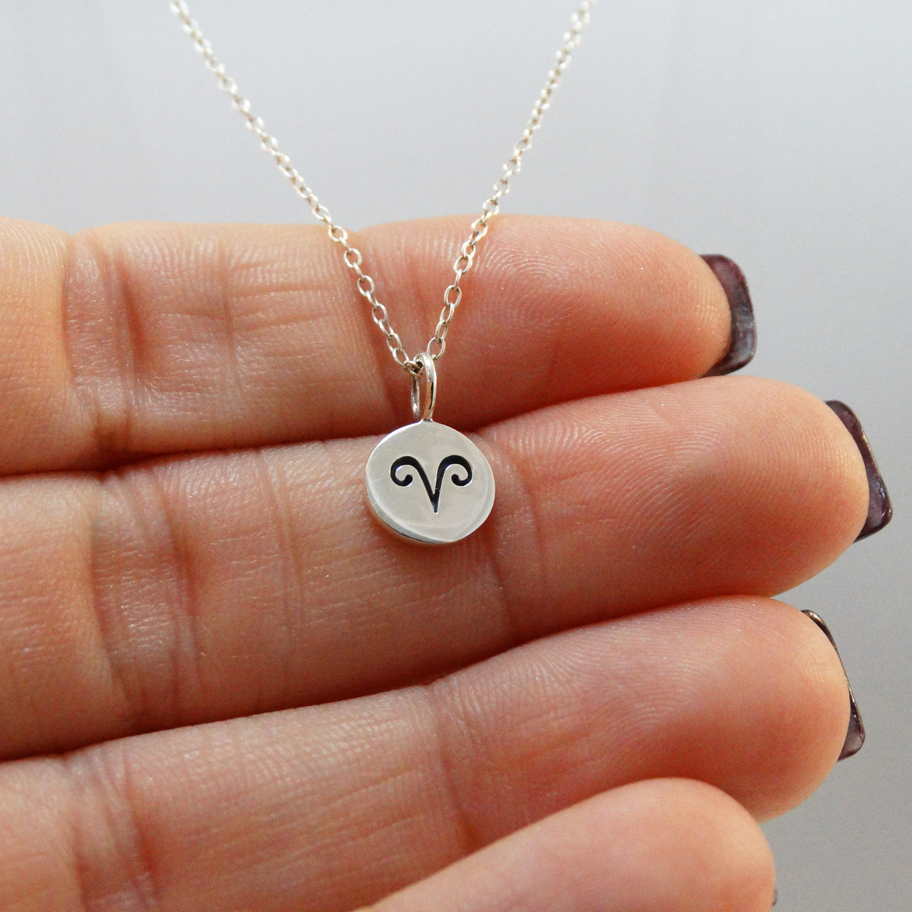 Sterling Silver Aries Sign Necklace 