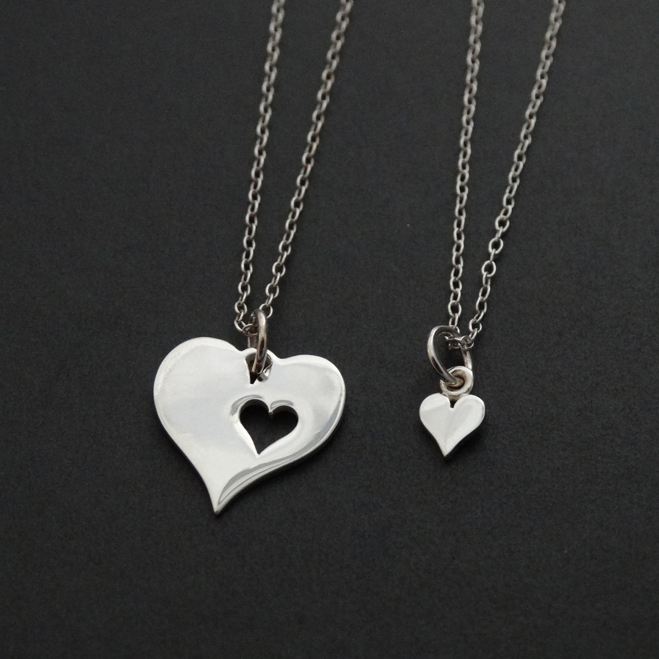 Sterling Silver Mother Daughter Heart 