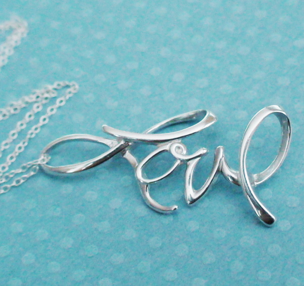 Love Necklace Sterling Silver love Slider Necklace