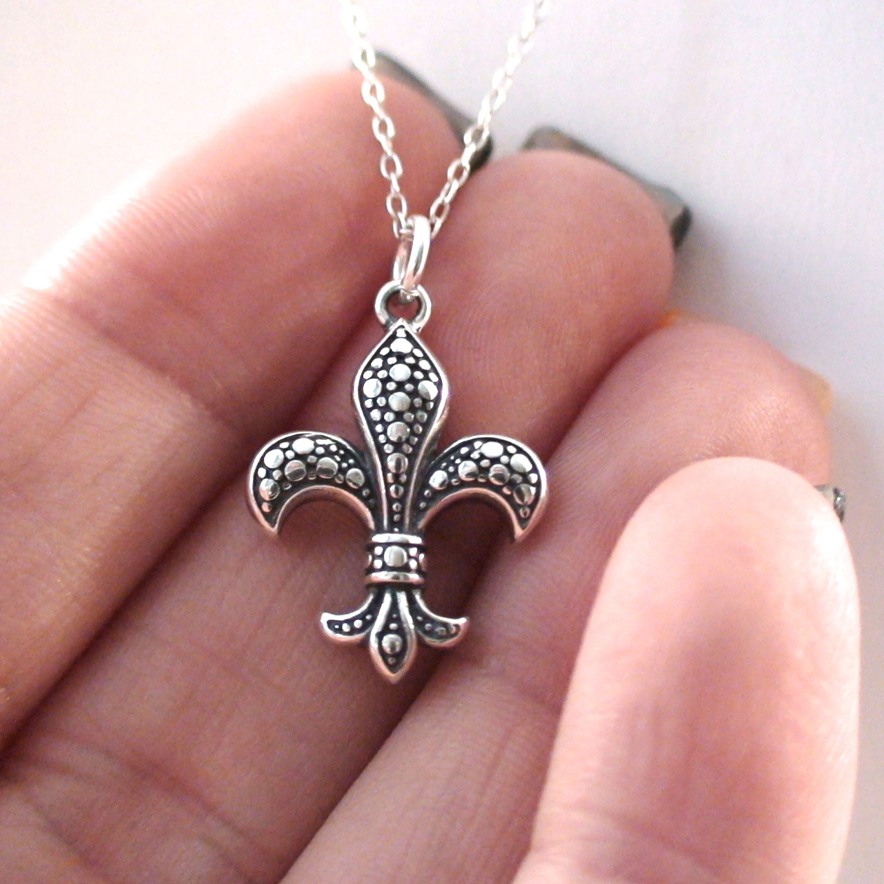 Sterling Silver Fleur De Lis Necklace FashionJunkie4Life   D822  15098.1435774287.JPG