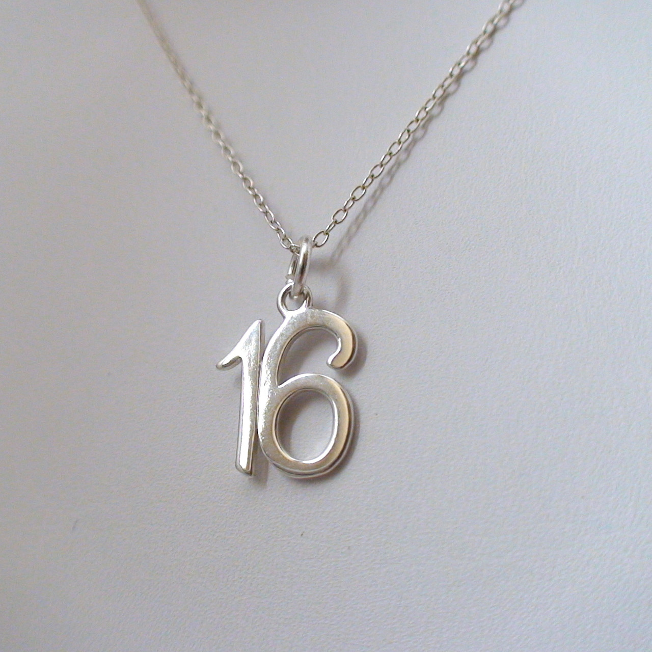 Sterling Silver Number 16 Necklace | FashionJunkie4Life