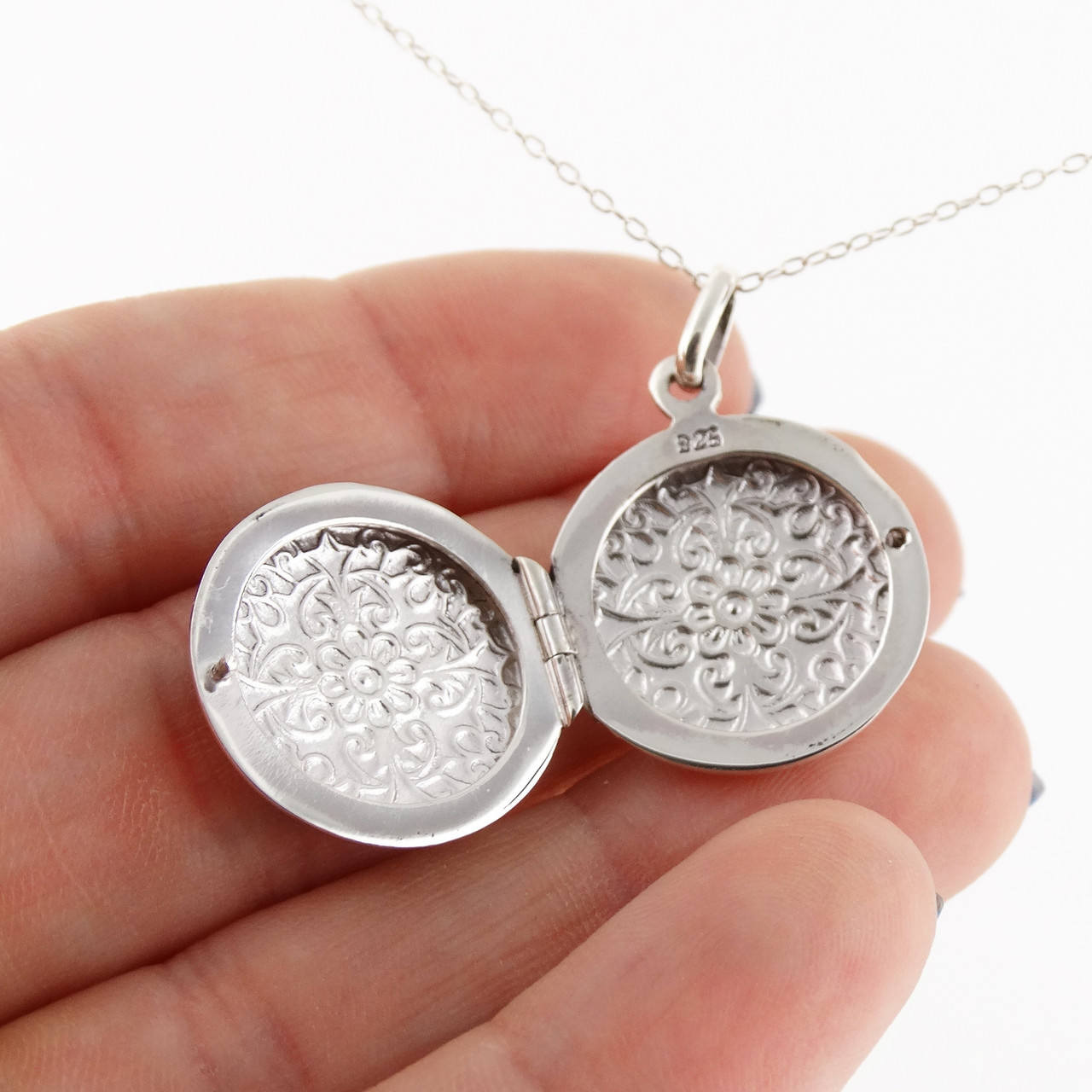 Sterling Silver Round Locket Necklace FashionJunkie4Life