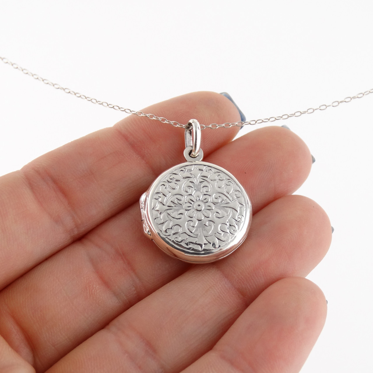 Sterling Silver Round Locket Necklace FashionJunkie4Life
