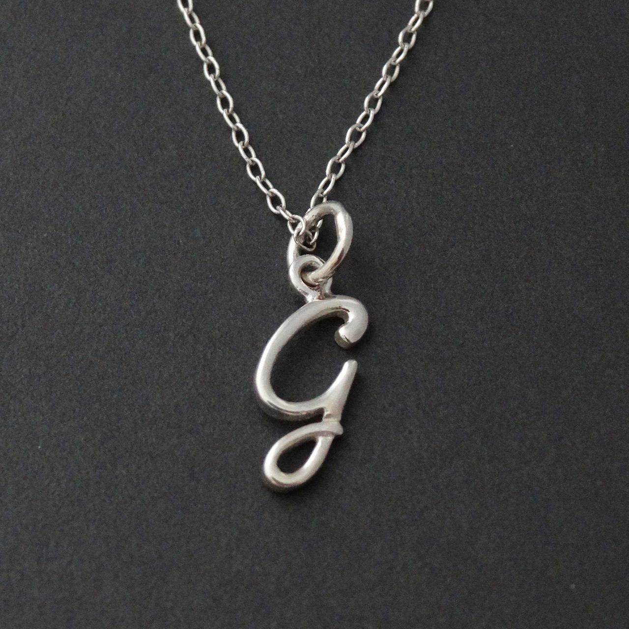 Tiny Initial Letter G Necklace - Sterling Silver