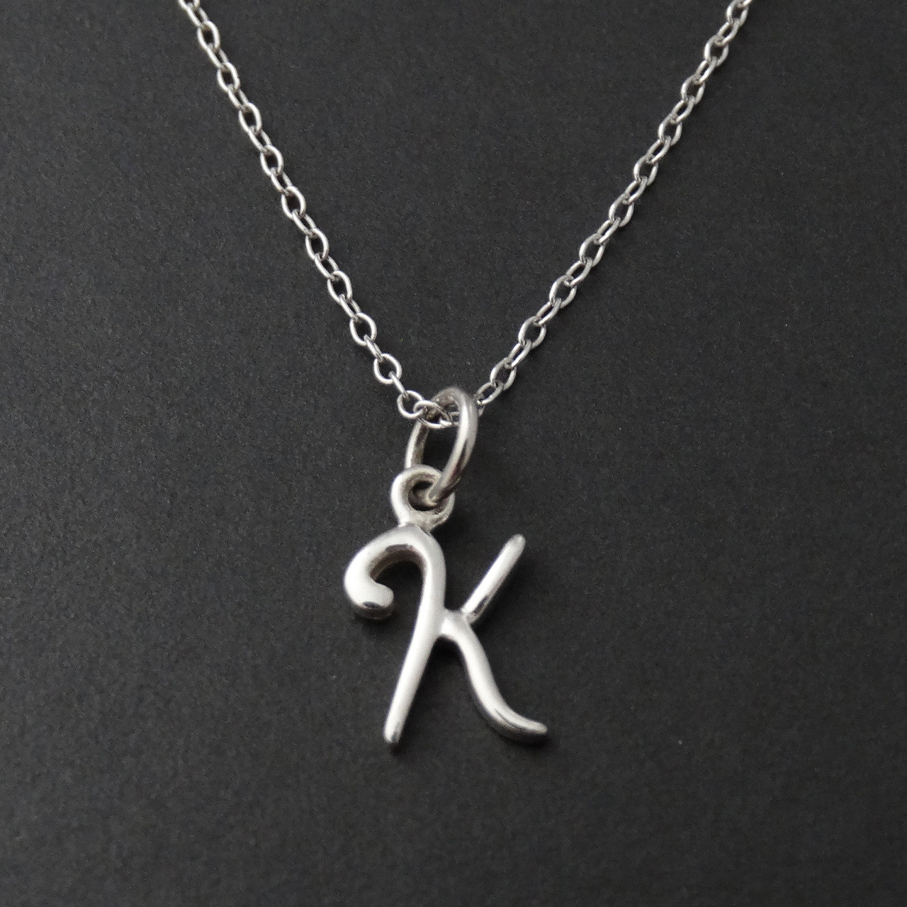 Sterling Silver Tiny Letter K Necklace Fashionjunkie4life