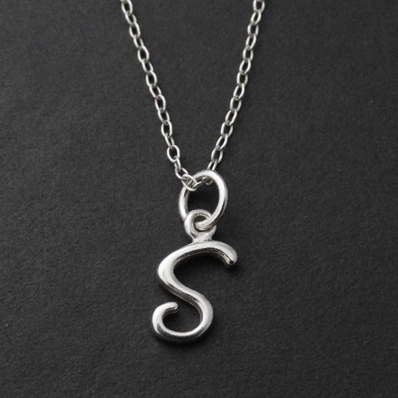 Diamond Letter S Necklace- Silver - sosorella