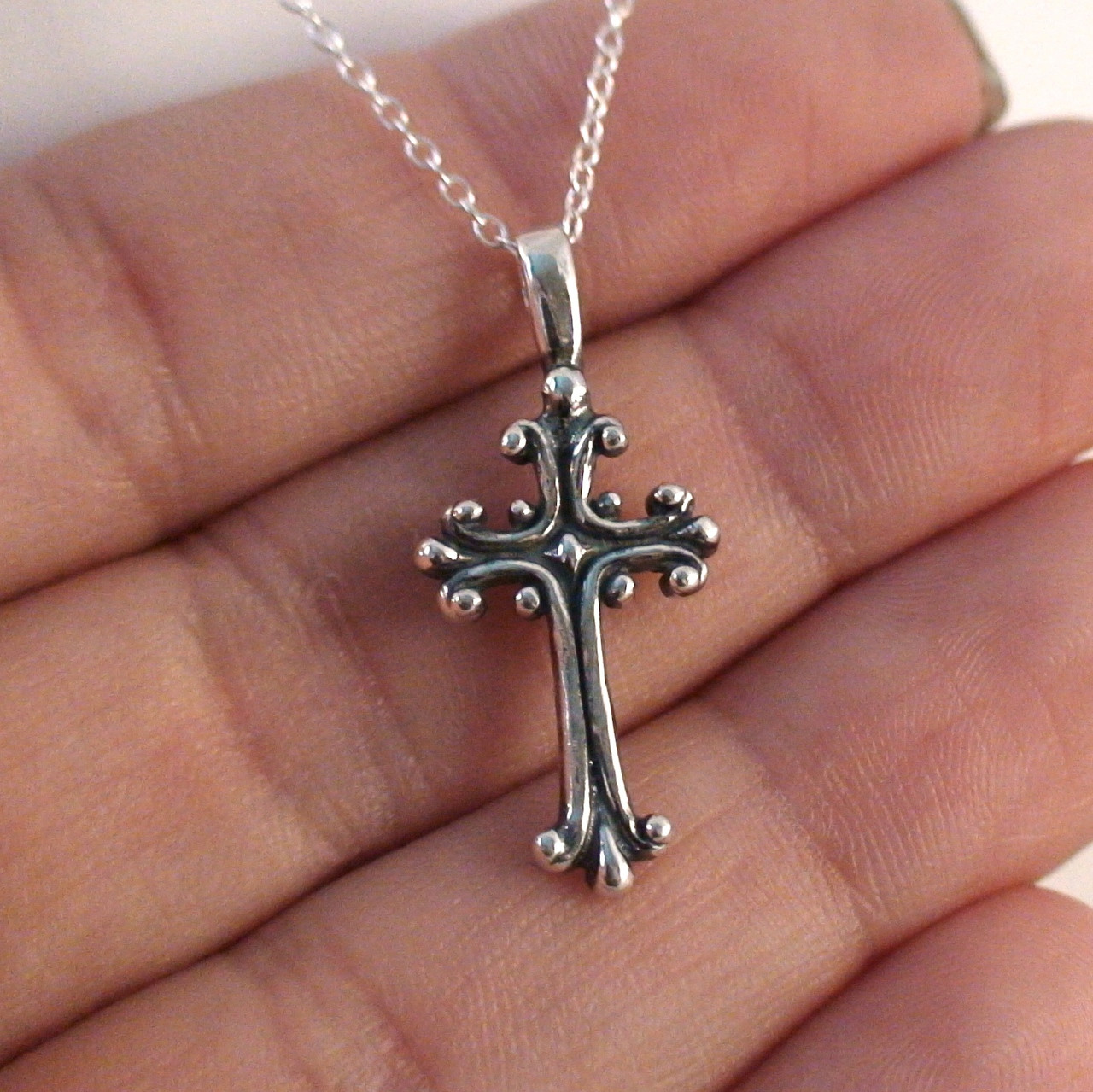 Sterling Silver Hollow Cross Pendant New Religious Charm 925