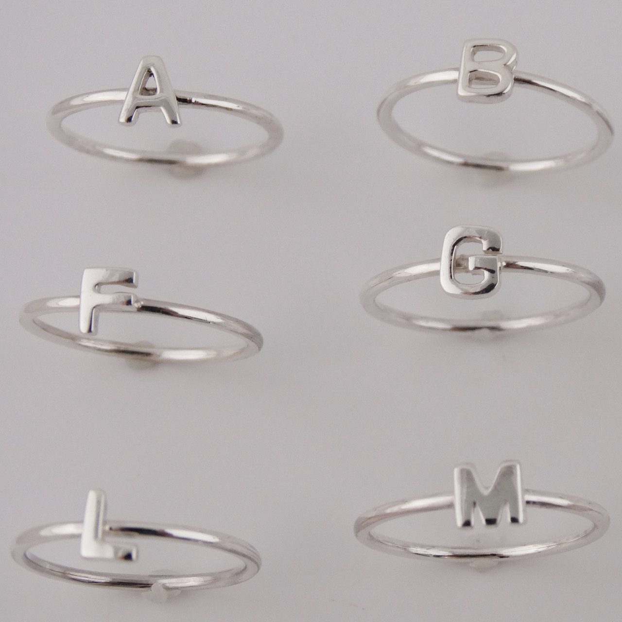 letter silver rings