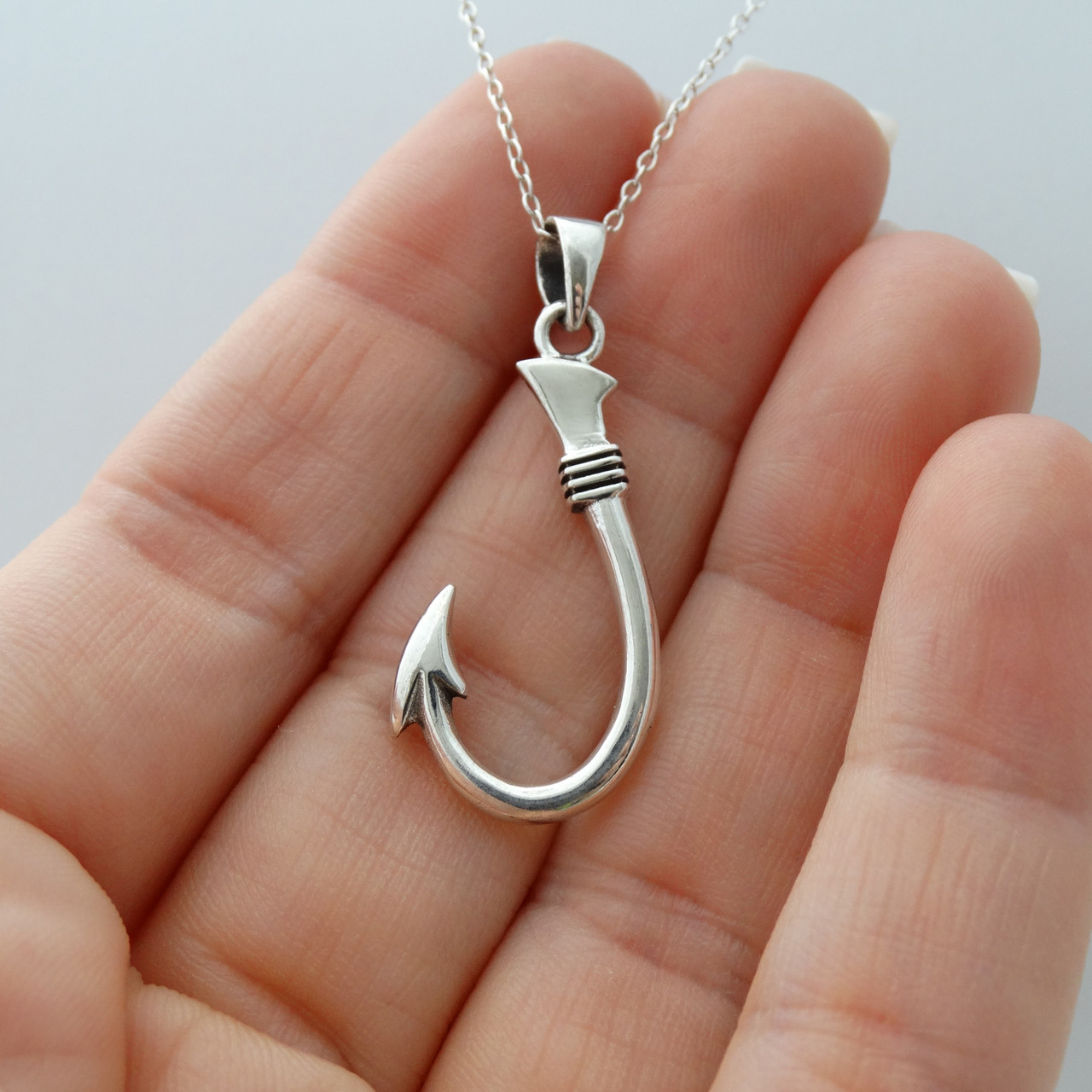 Fish Hook Necklace - Sterling Silver