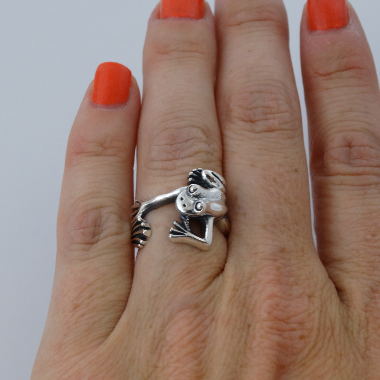 Oxidized Silver Artisan Adjustable Frog Ring main image 1