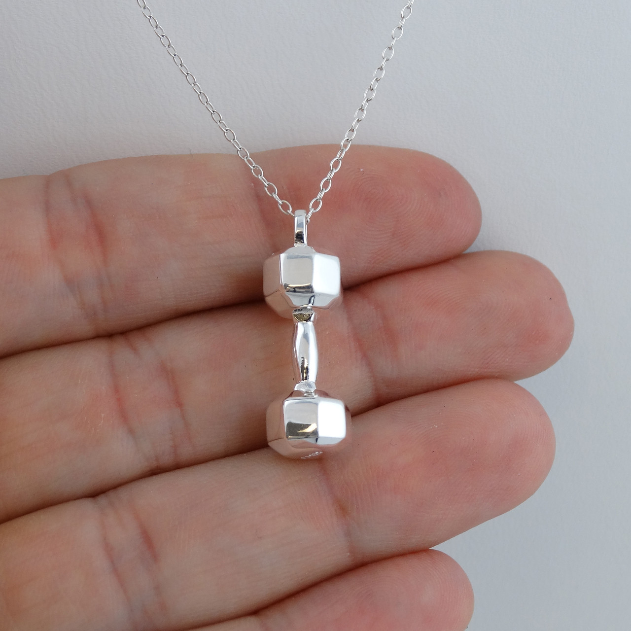 Sterling silver sales dumbbell charm