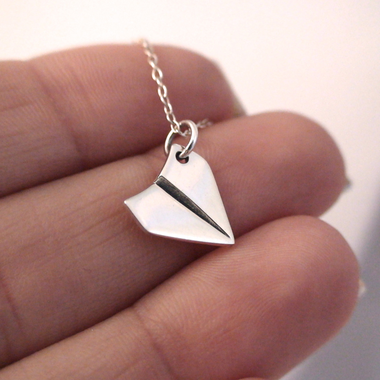 Paper Airplane Necklace in Sterling Silver