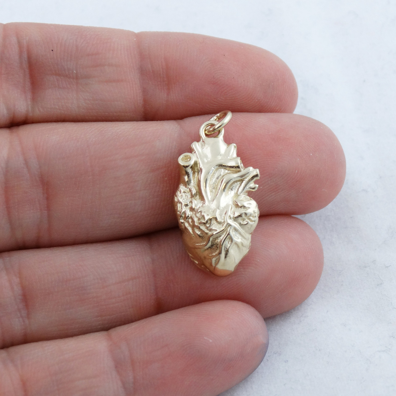 Anatomical heart necklace on sale gold